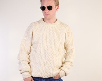 Vintage Northwear by Nordstrom Handknitted Cable Knit Sailor's Jumper in Cream