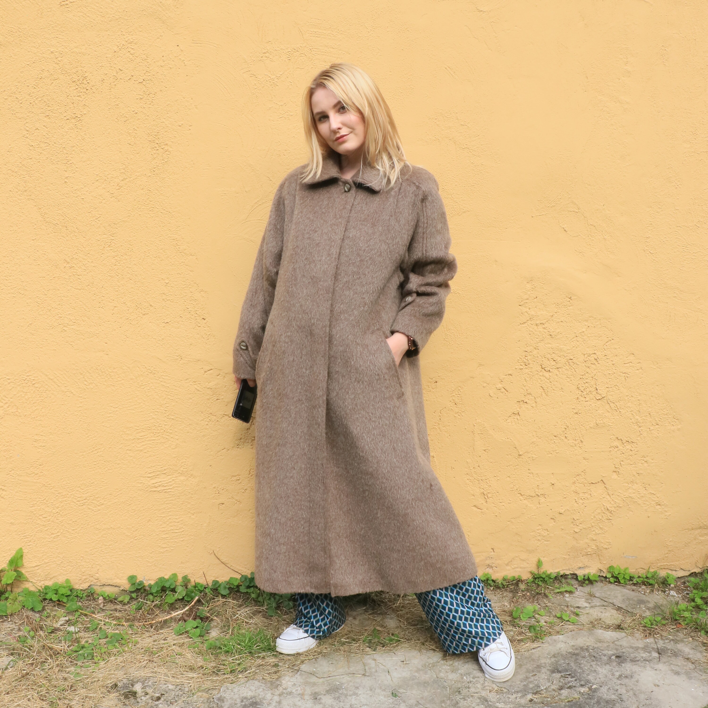 ジャケット・アウター 80s maxi wool long coat vintage mode Womens Car Coat | 80's Vintage 3/4 Length Jacket | Black