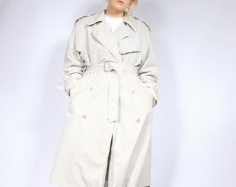 Light Minimalist Trench coat M, Oversized 90s double breasted duster coat with warm removable lining, Capsule Wardrobe