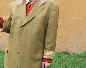 Vintage Minimalist Oversized Blazer in  Mustard Cashmere blend, Mens EU60 (~XL/XXL)