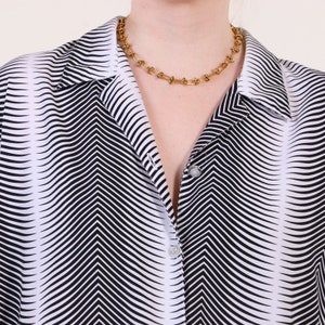 Vintage 90s oversized zebra animal print op-art shirt top blouse in black and white L image 4