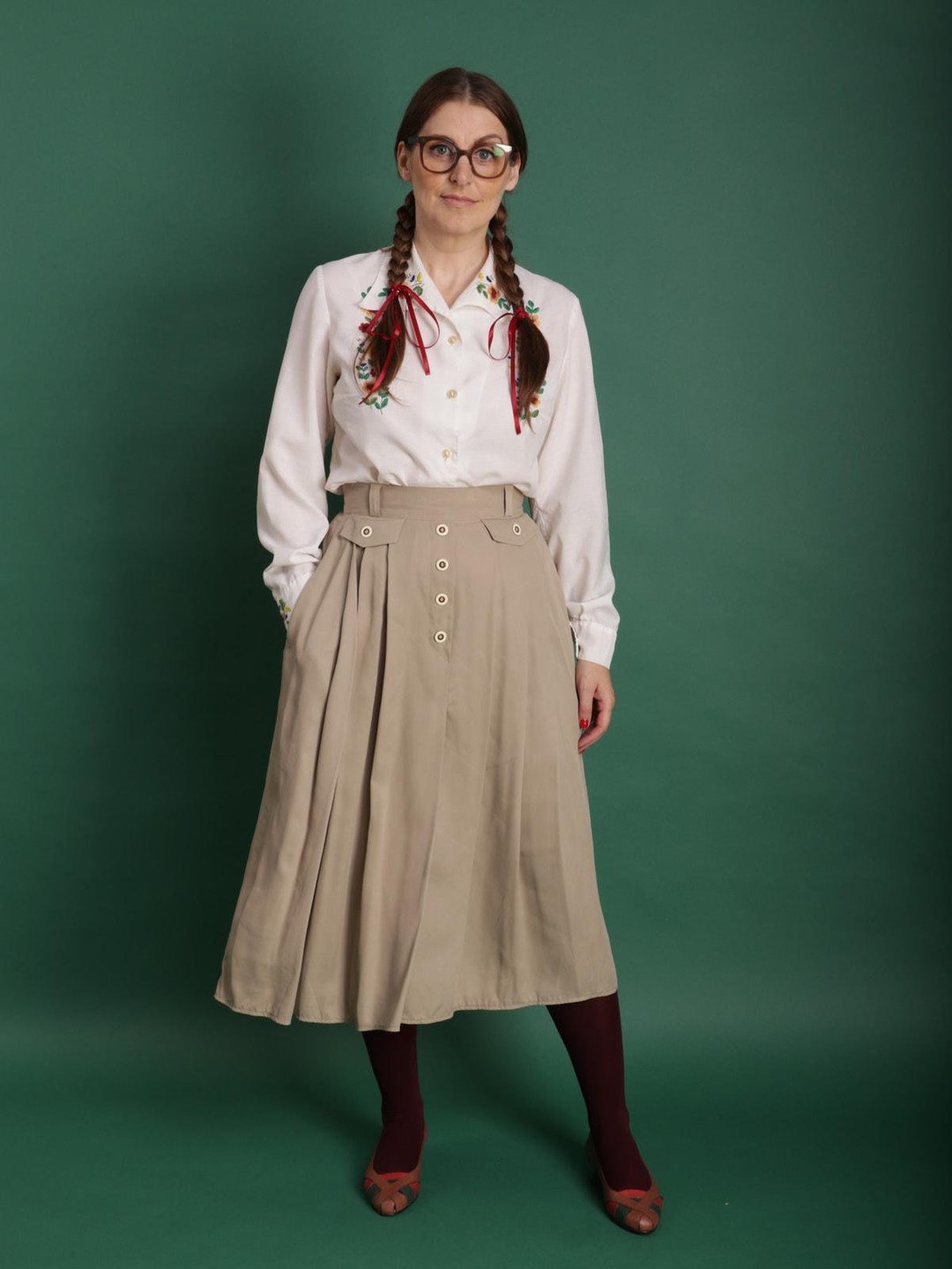 Vintage 90s Pleats Stretch Skirt