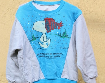 Vintage 80s Snoopy Peanuts kids winter sweatshirt padded insulated