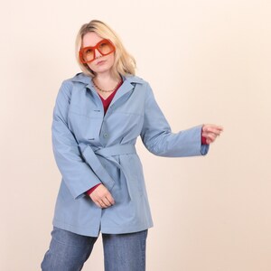 Vintage Finnish Blue jacket, short coat M, Retro Hooded Windbreaker image 2