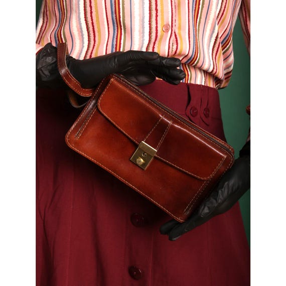 Buy Vintage 80s 90s Leather Wrist Bag, Brown Mens Purse Carry-all 