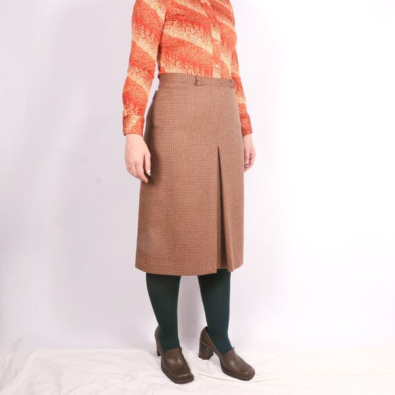 Vintage Italian 70s Pure New Wool plaid front ple… - image 9