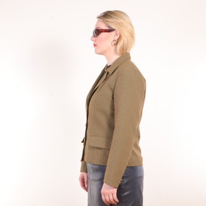 90s Vintage Cropped Check Jacket Blazer in green M/L image 9