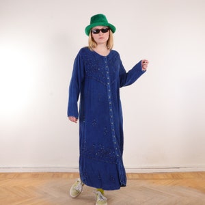 Y2K Boho Lagenlook flowy blue maxi dress SUPER SOFT up to size XL image 4
