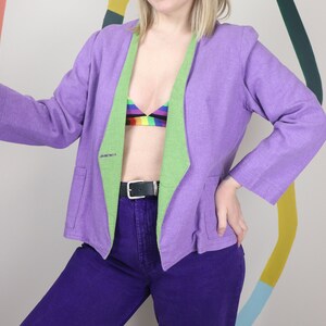 Colorblock 90s linen cotton blazer in violet image 4