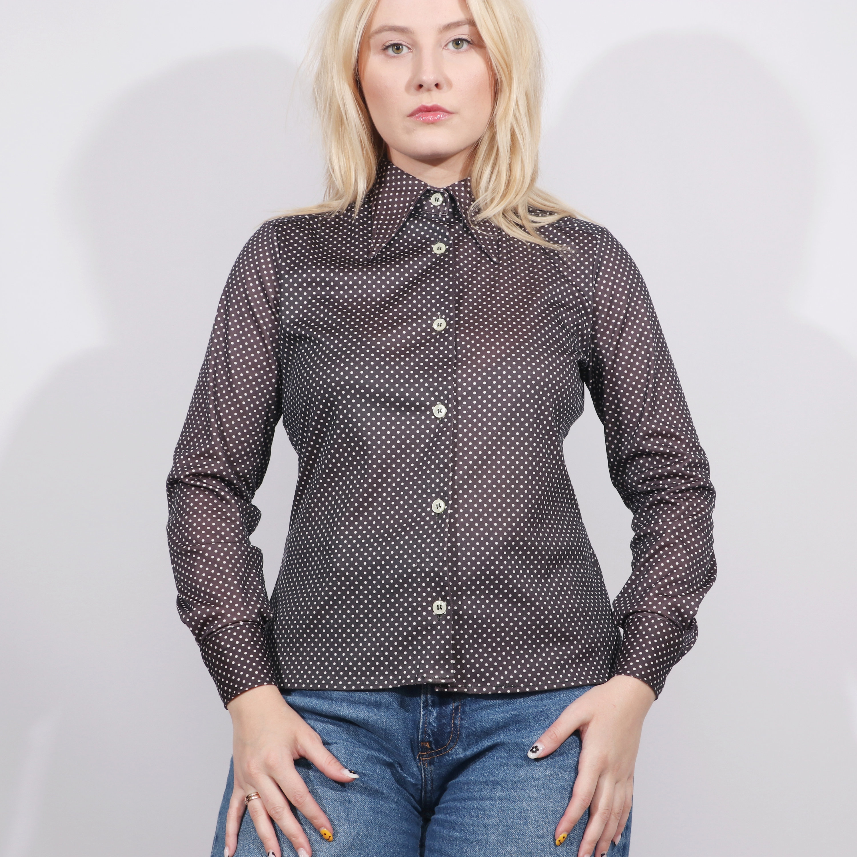 Polka-Dot Short-Sleeve Button-Front - NY&C Madison Shirt®