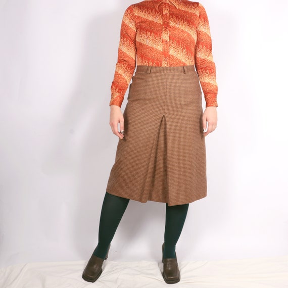 Vintage Italian 70s Pure New Wool plaid front ple… - image 2