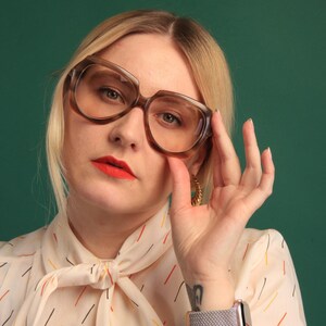 Vintage 70s Oliver Goldsmith Retro Oversized Tortoise Shell rounded square frame glasses