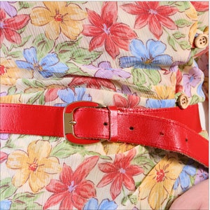 Ceinture en cuir véritable rouge vintage des années 80 M/L image 3