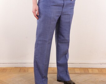 70s Vintage French Wool blend flare pants ~L (W38'', L 30.5''), Twee Minimalist Retro Corpcore Trousers Slacks