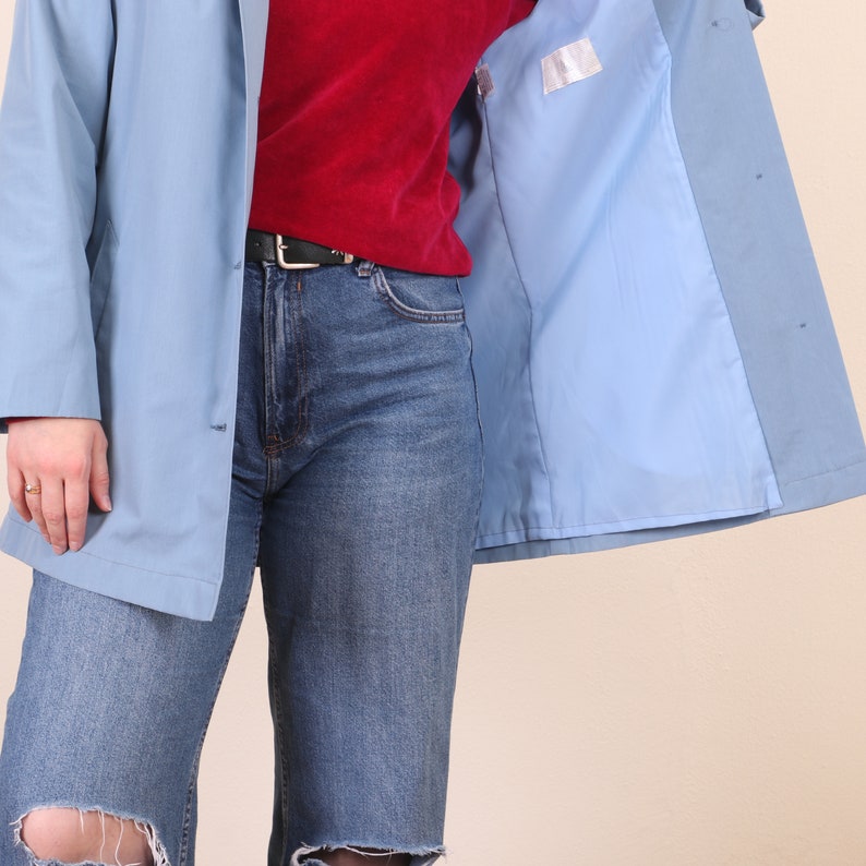 Vintage Finnish Blue jacket, short coat M, Retro Hooded Windbreaker image 7