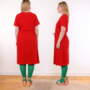 Y2K Terrycloth button down house dress in Red Cotton Blend EU44 L/XL image 9