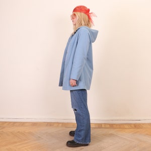 Vintage Finnish Blue jacket, short coat M, Retro Hooded Windbreaker image 3