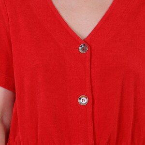 Y2K Terrycloth button down house dress in Red Cotton Blend EU44 L/XL image 10