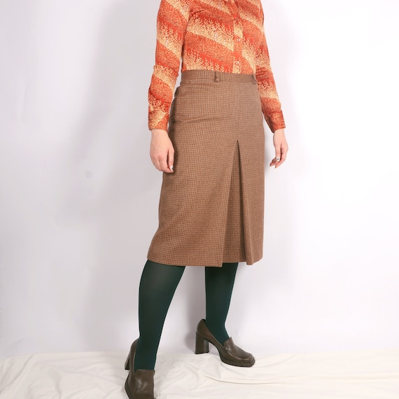 Vintage Italian 70s Pure New Wool plaid front ple… - image 4