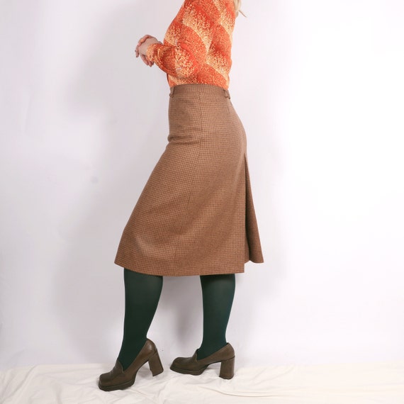 Vintage Italian 70s Pure New Wool plaid front ple… - image 6