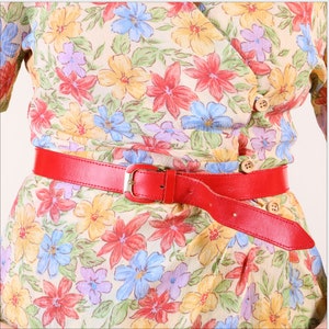 Ceinture en cuir véritable rouge vintage des années 80 M/L image 1