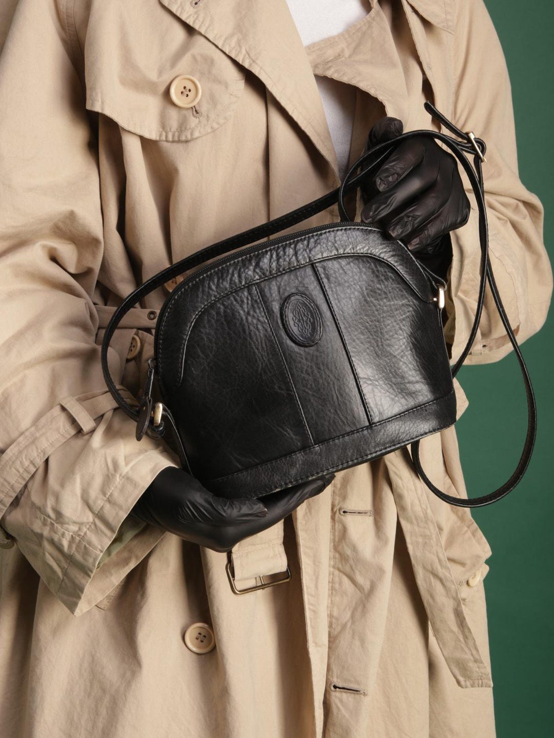 Retro black leather crossbody bag ^^^