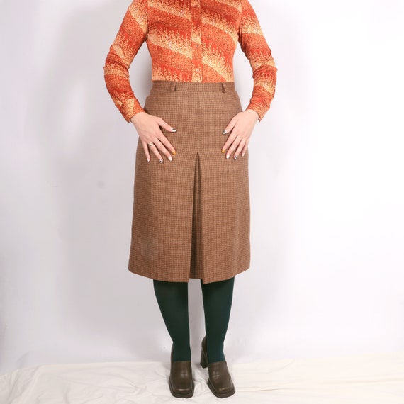 Vintage Italian 70s Pure New Wool plaid front ple… - image 7
