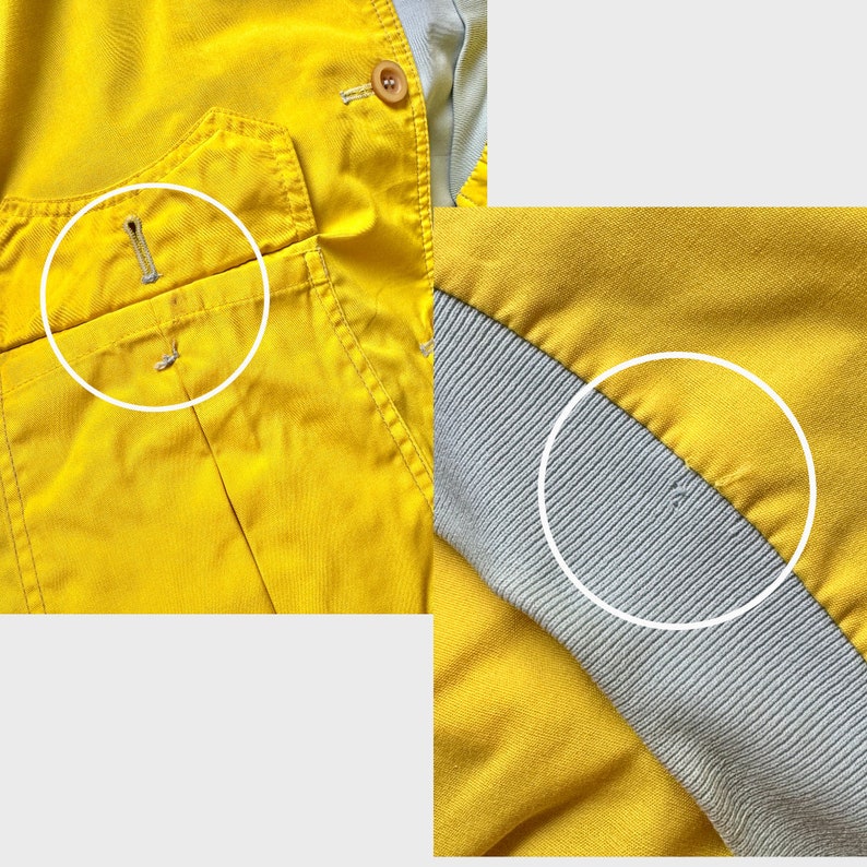 Vintage 80s REVERSIBLE bold bomber jacket in yellow and baby blue M, cotton artisan hippie short jacket image 10