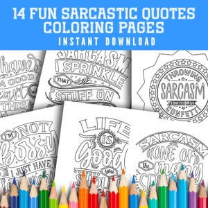 14 Sarcastic Coloring Pages | 14 Printable Adult Fun, Stress-Free Humor Coloring Pages | Instant Digital Download PDF File