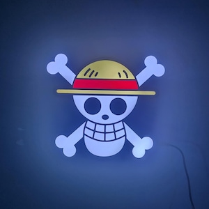 One Piece LED Light RGB Lightbox, Luffy Straw Hat Pirates Logo LED Lamp, Anime Room Decor, One Piece Fan Gift