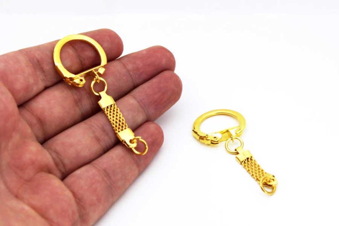 22mm Textured Keychain Ring – Yellow Gold Plated Wire Pattern – DIY Key ...