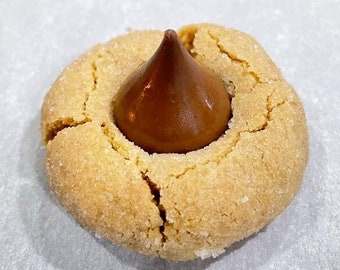 Classic Peanut Butter Hershey Kiss Thumbprint Cookies - ONE dozen