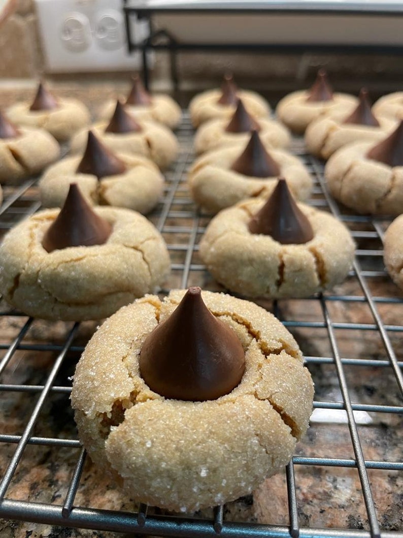 Classic Peanut Butter Hershey Kiss Thumbprint Cookies ONE Dozen Etsy