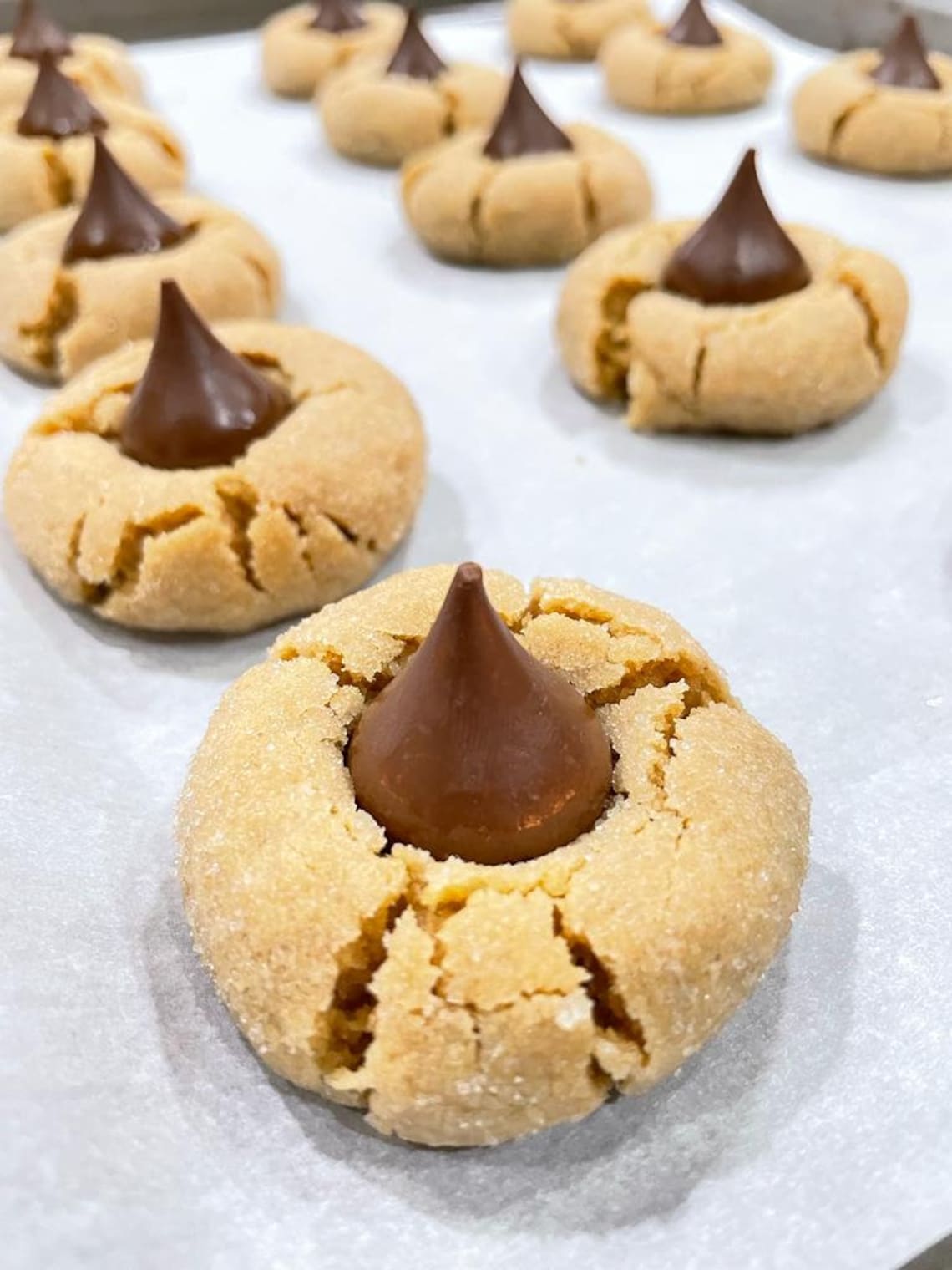 Classic Peanut Butter Hershey Kiss Thumbprint Cookies ONE Dozen Etsy