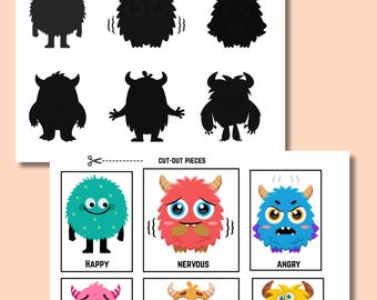 Attività di abbinamento delle emozioni stampabile / Gioco SEL per bambini in età prescolare (download digitale)