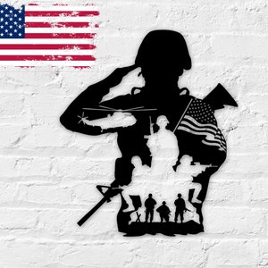 US Soldier Metal Sign, Soldier Salute Sign, Army Sign, Marine Sign, Navy Sign, US Military Sign, American Soldiers Home Decor