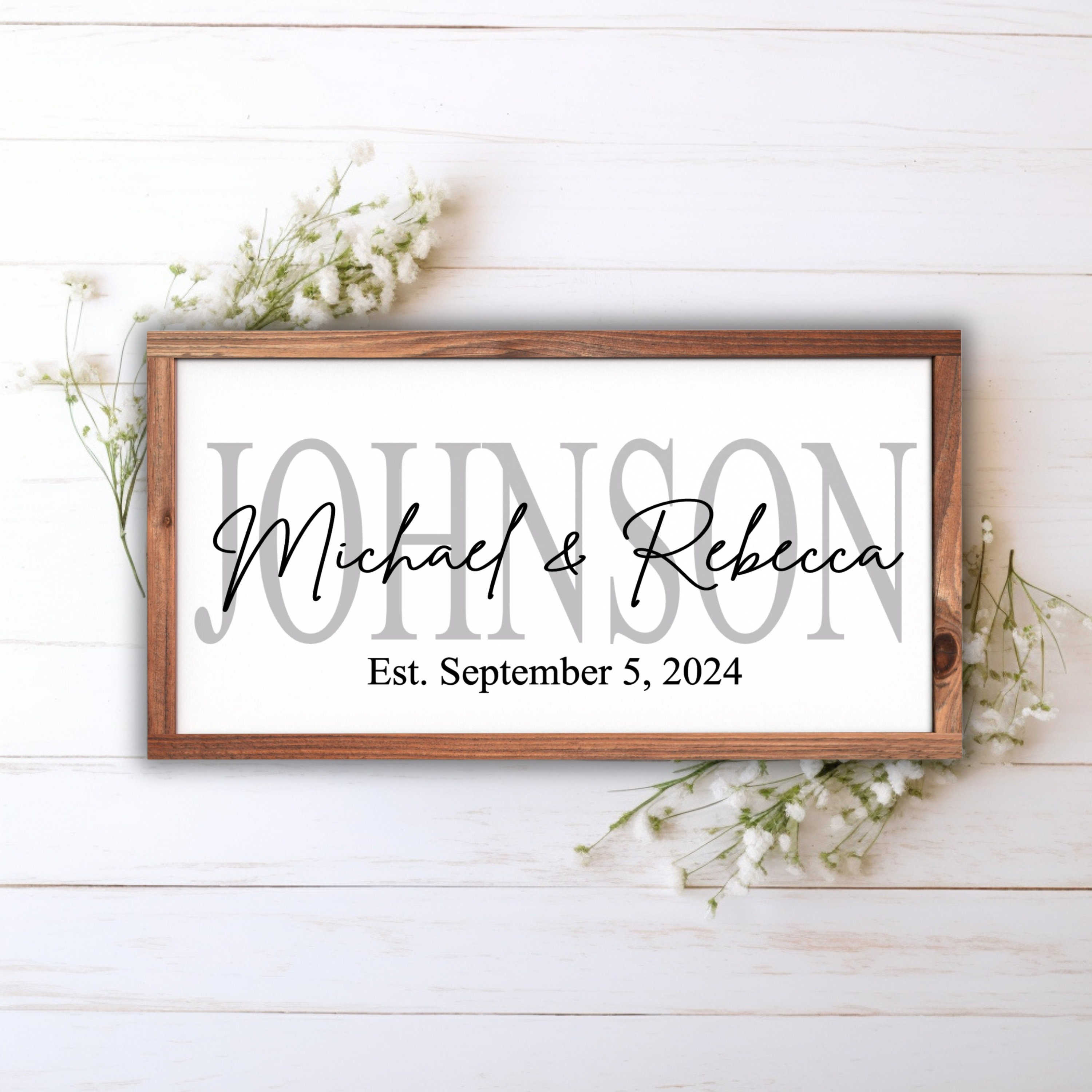 Custom Last name sign, Last name sign with Established date, Wedding shower gift, Couples Gift, housewarming gift, Personalized wooden sign