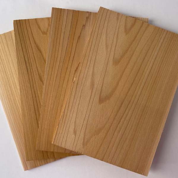 Natural Wood Cedarwood Planks Plaques - set of 4 Modelling Crafting Engraving Cedar Softwood Blanks 3/16”