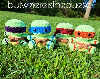 Chibi Turtle Friends Crochet Pattern, amigurumi PDf - PATTERN ONLY