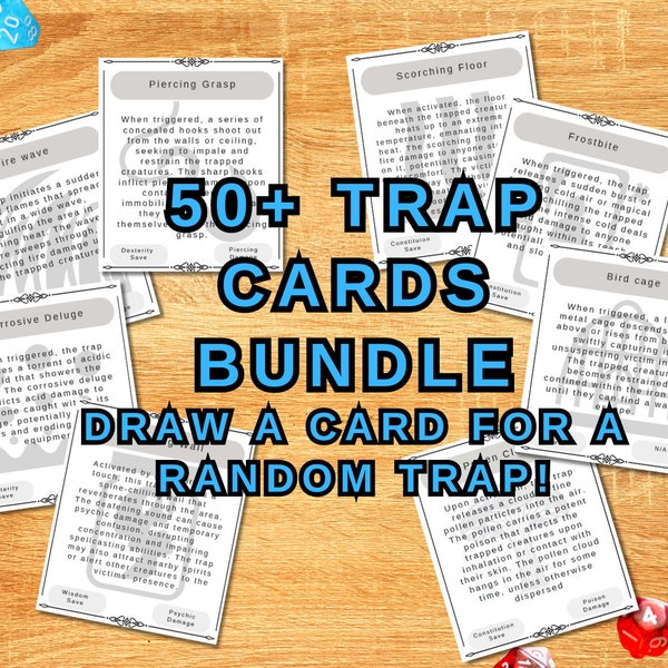 D&D Bundle: 50+ Premium Printable Trap Cards for Dungeons and Dragons - Versatile RPG Accessories for Immersive Gameplay - Instant Download
