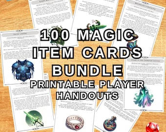 100 Magic Item Cards for D&D 5e - Printable PDF with Unique, Original Art and Magical Effects