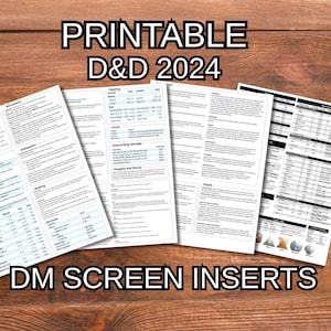 Inserciones de pantalla DM definitivas para DnD 5e 2024: 4 hojas de información DM imprimibles tamaño carta (8,5 x 11) - Descarga digital