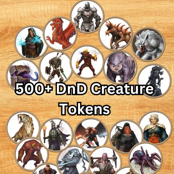 DnD Tokens Pack - 500+ afdrukbare tokens van hoge kwaliteit voor Dungeons & Dragons - Roll20 - Dm Tools - Hulpmiddelen voor Dungeon Master