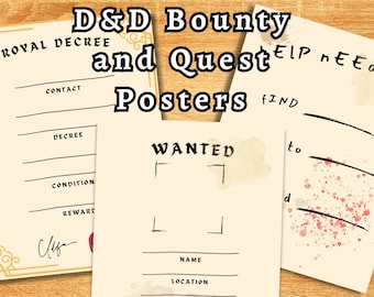 D&D Poster Template Pack: Bounty, Quest, Wanted (Form Fillable PDF)
