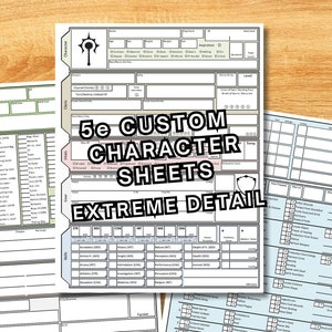 DnD 5e Custom Character Sheets: All 12 Classes (Digital Download)