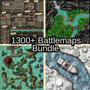 Pacote de Mapas de Batalha DnD No AI 1300+ para Dungeons & Dragons - Roll20 - Ferramentas de Mestre - Recursos de Mapas para Mestre