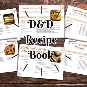 Receitas medievais inspiradas em D&D - Cartões de receitas digitais em PDF/livro de receitas