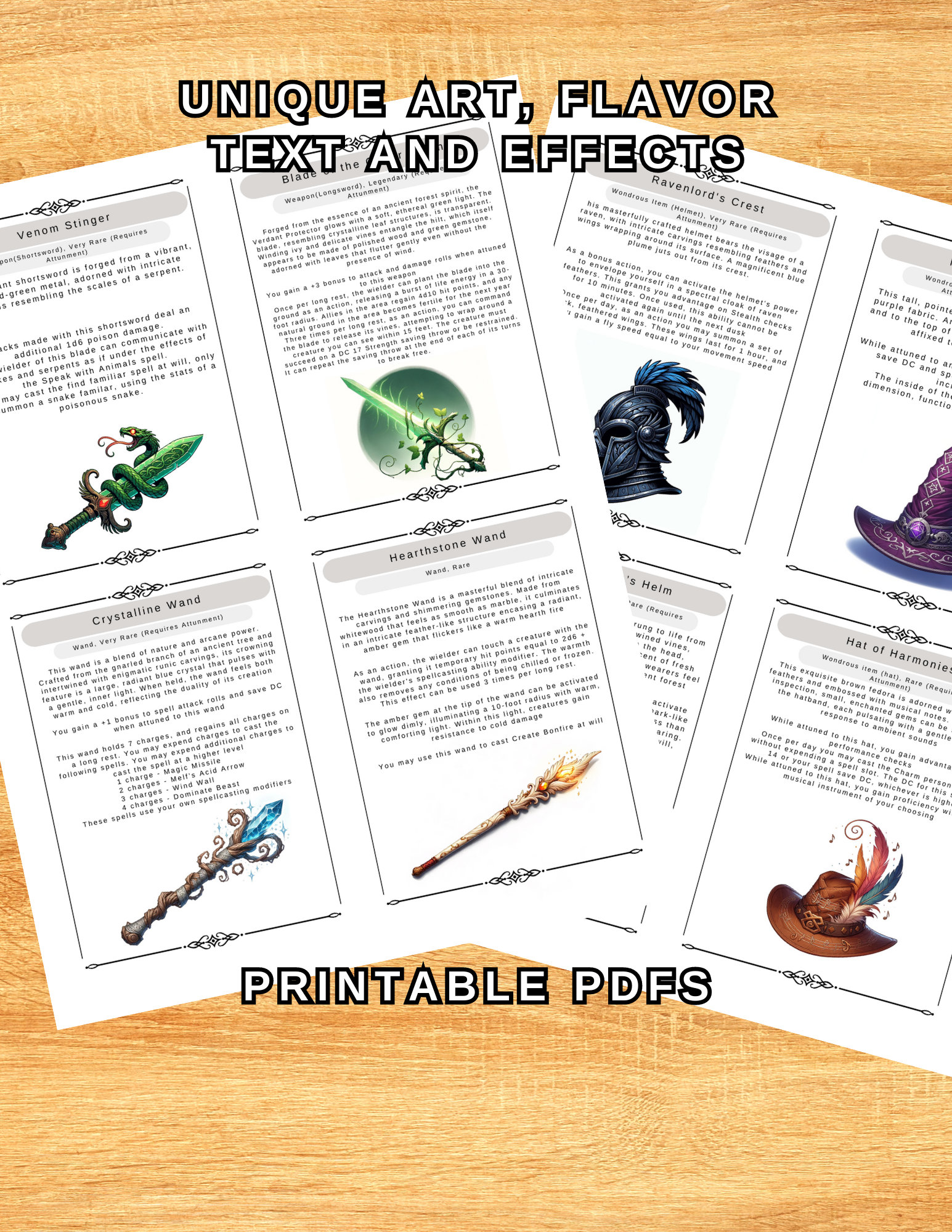 100 Magic Item Cards for D&D 5e Printable PDF With Unique Etsy UK