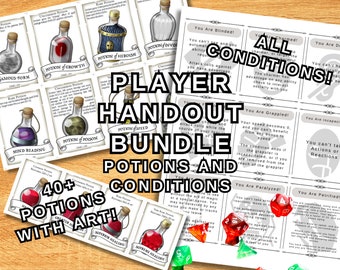 D&D Condition and Potion Cards Printable Bundle: Complete Set of 15 5e Conditions and 43 Potion Cards - Digital DM Tools and Handouts - DND