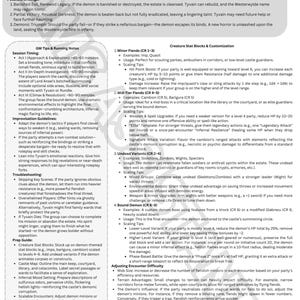 May include: A printable document with a table of contents for a tabletop role-playing game (RPG) adventure. The document includes information about loot, treasure, rewards, and possible endings for the adventure. The document also includes tips for game masters (GMs) on how to run the adventure, including session timing, improvisation guidelines, and troubleshooting tips.